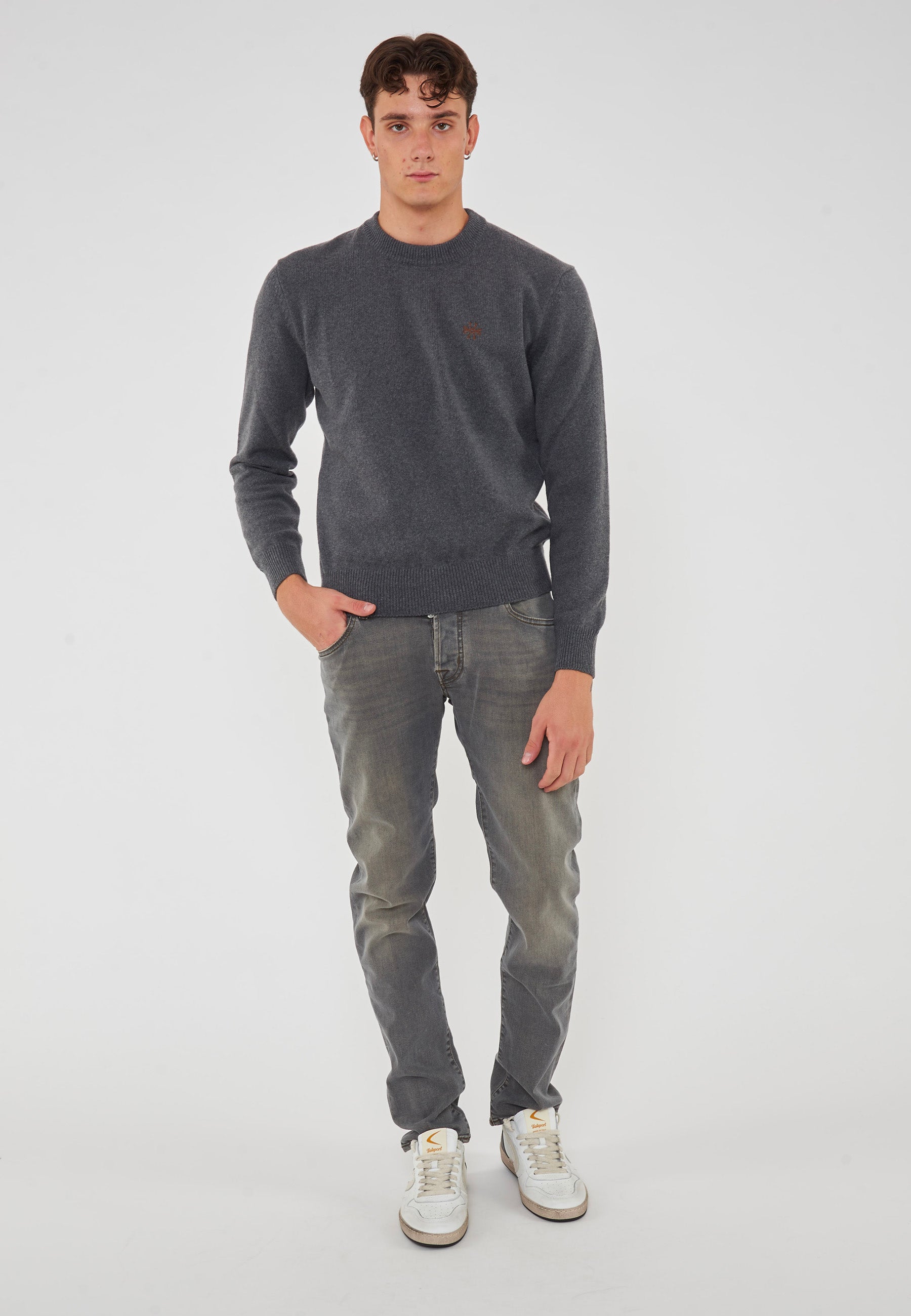 Jeans 5 Tasche Nick Slim In Denim Super Stretch Grigio 
