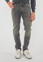 Jeans 5 Tasche Nick Slim In Denim Super Stretch Grigio 