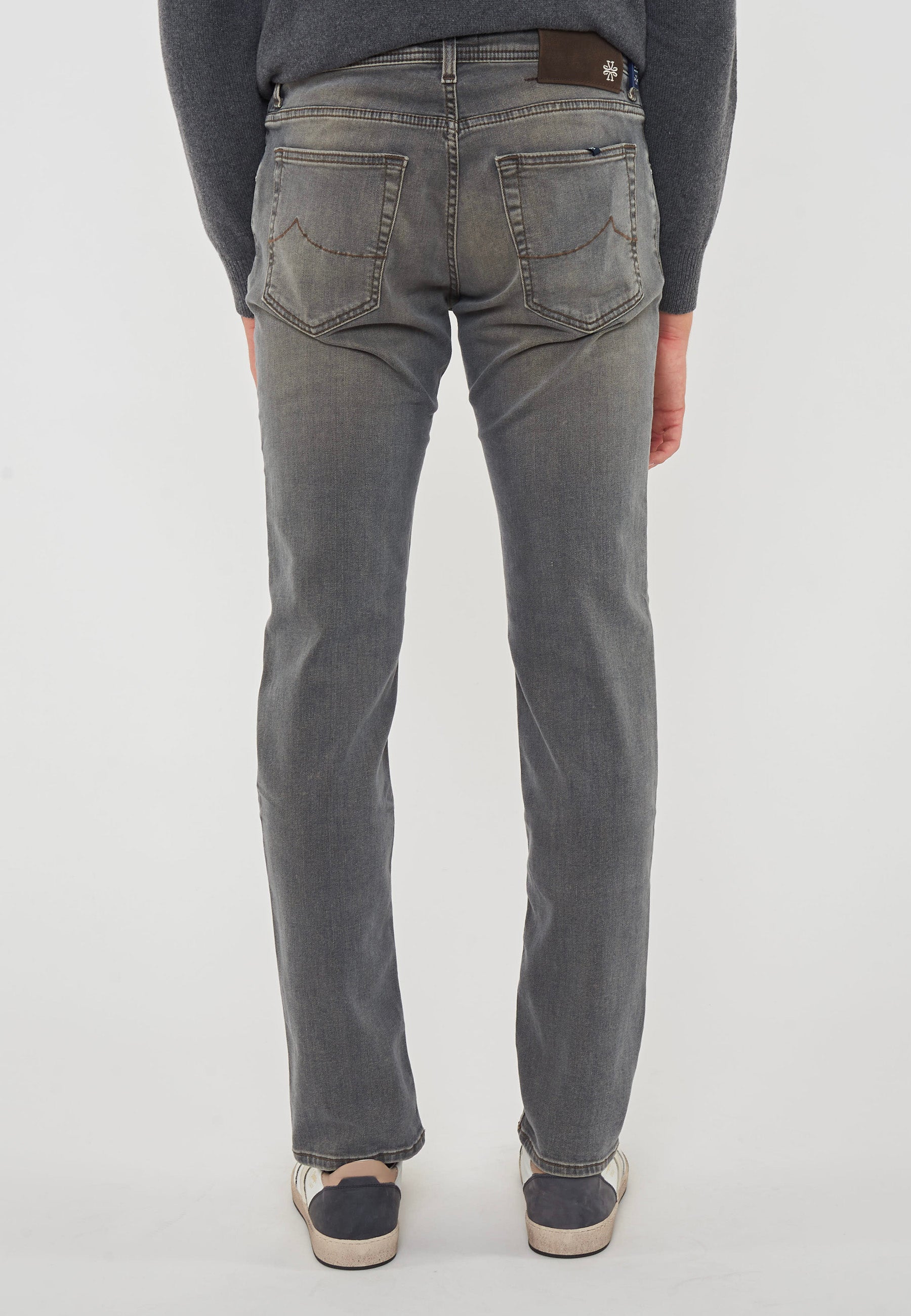 Jeans 5 Tasche Nick Slim In Denim Super Stretch Grigio 