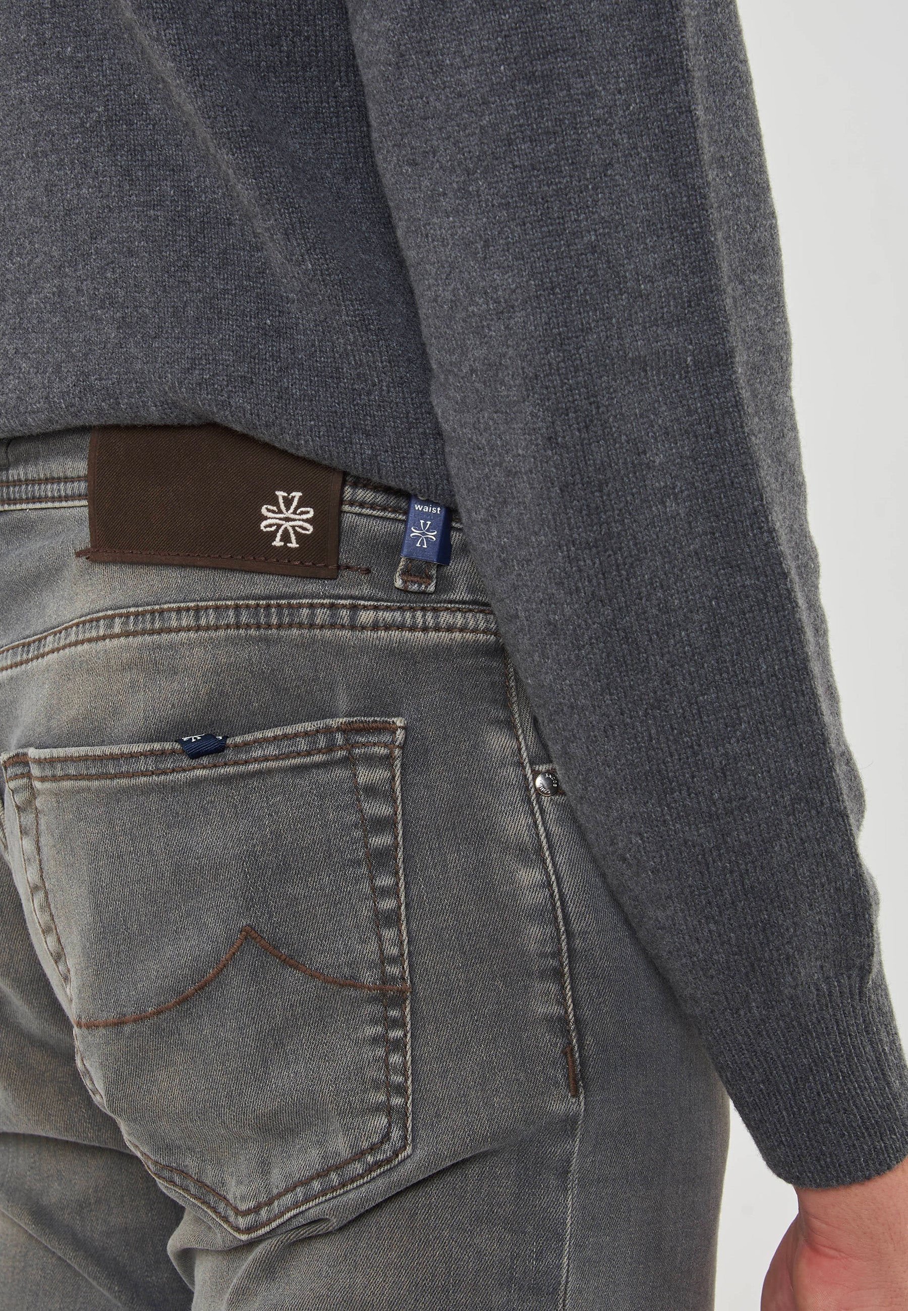 Jeans 5 Tasche Nick Slim In Denim Super Stretch Grigio 