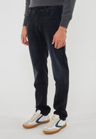 Jeans 5 Tasche Nick Slim Super Slim In Denim Stretch Di Cotone Organico Nero Lavaggio Rinse 
