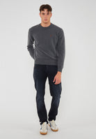 Maglia Girocollo In Lana E Cashmere Dark Grey 