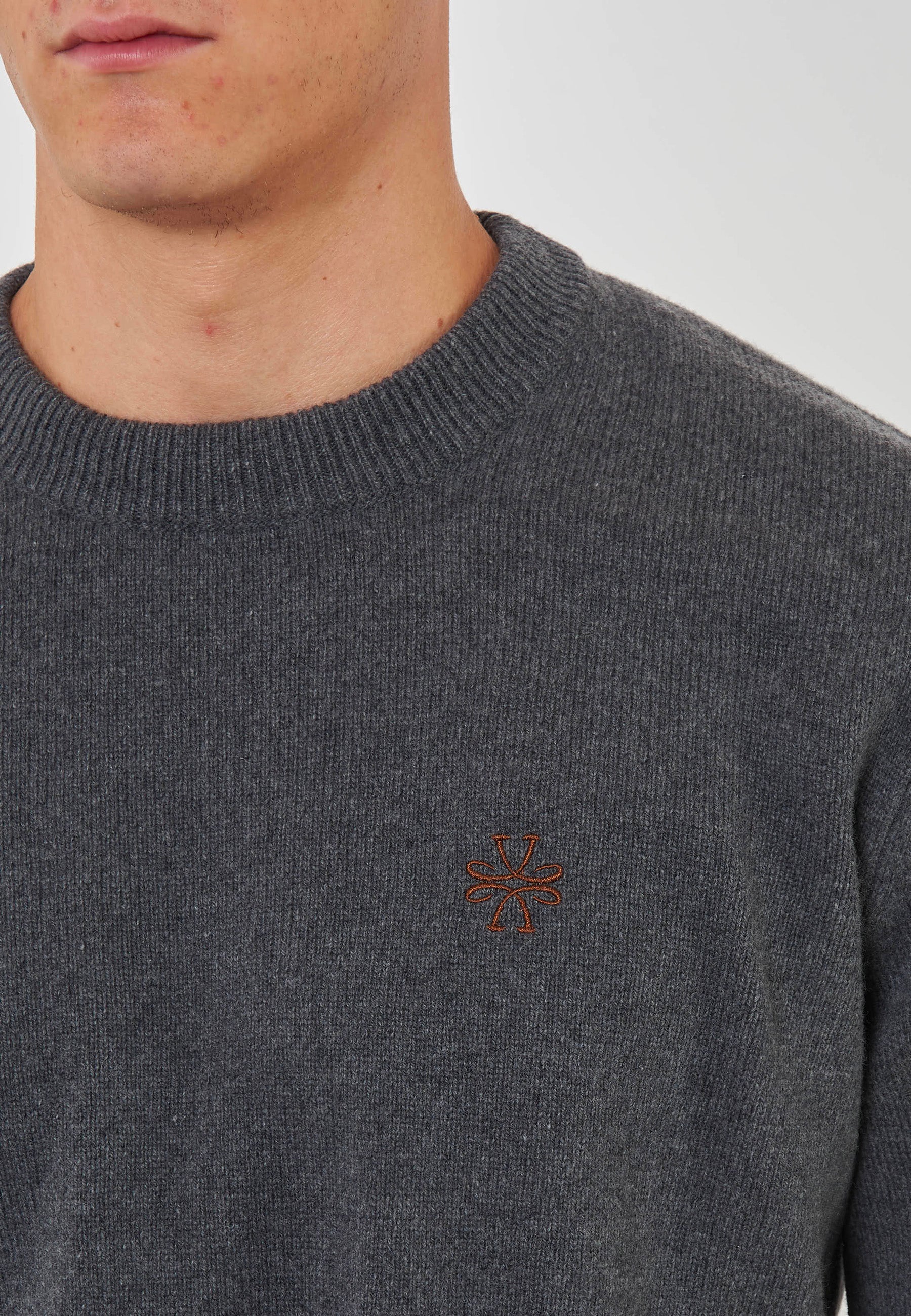 Maglia Girocollo In Lana E Cashmere Dark Grey 