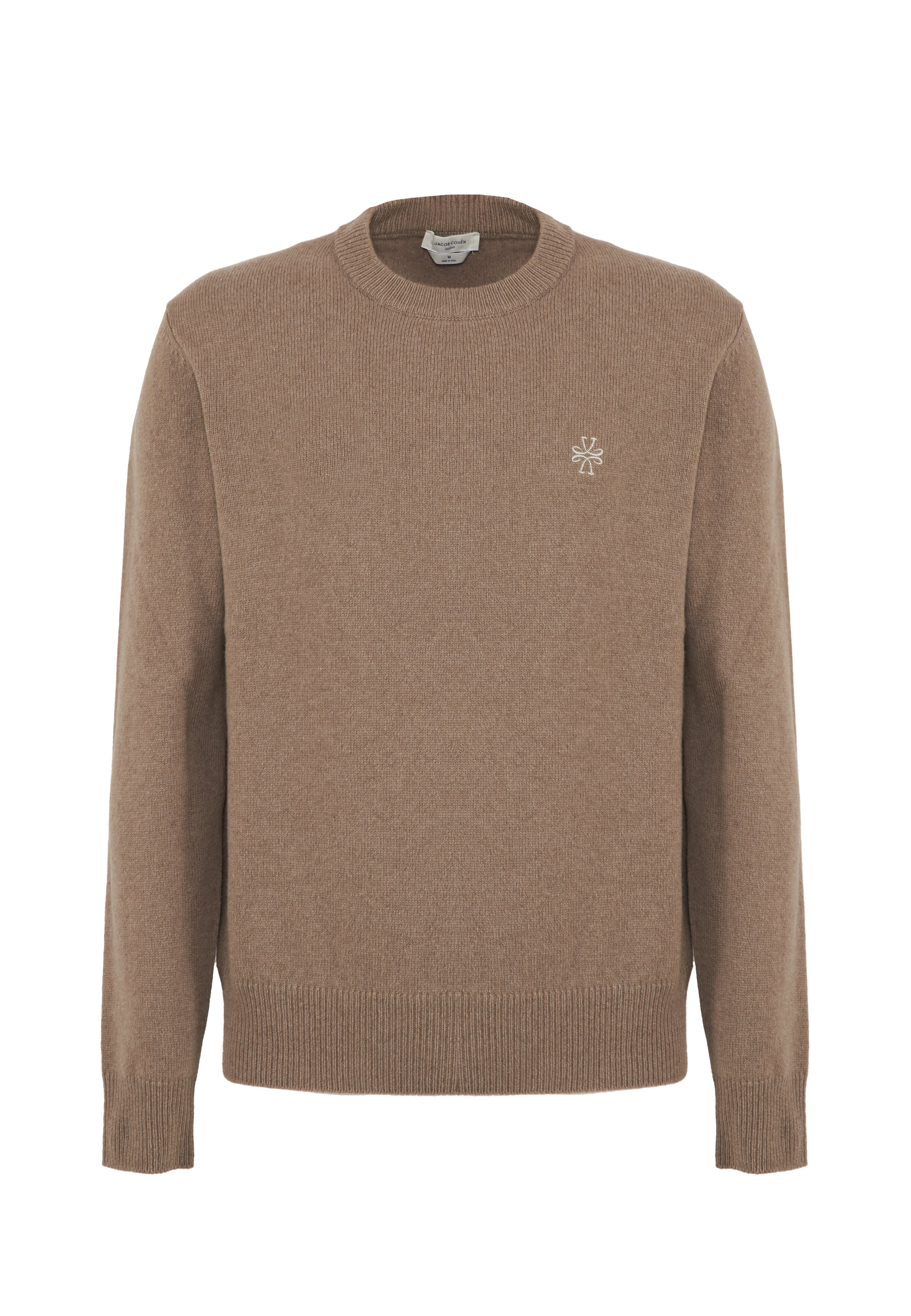 Maglia Girocollo In Lana E Cashmere Camel Melange 