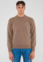 Maglia Girocollo In Lana E Cashmere Camel Melange 