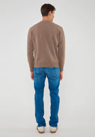 Maglia Girocollo In Lana E Cashmere Camel Melange 