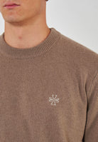 Maglia Girocollo In Lana E Cashmere Camel Melange 