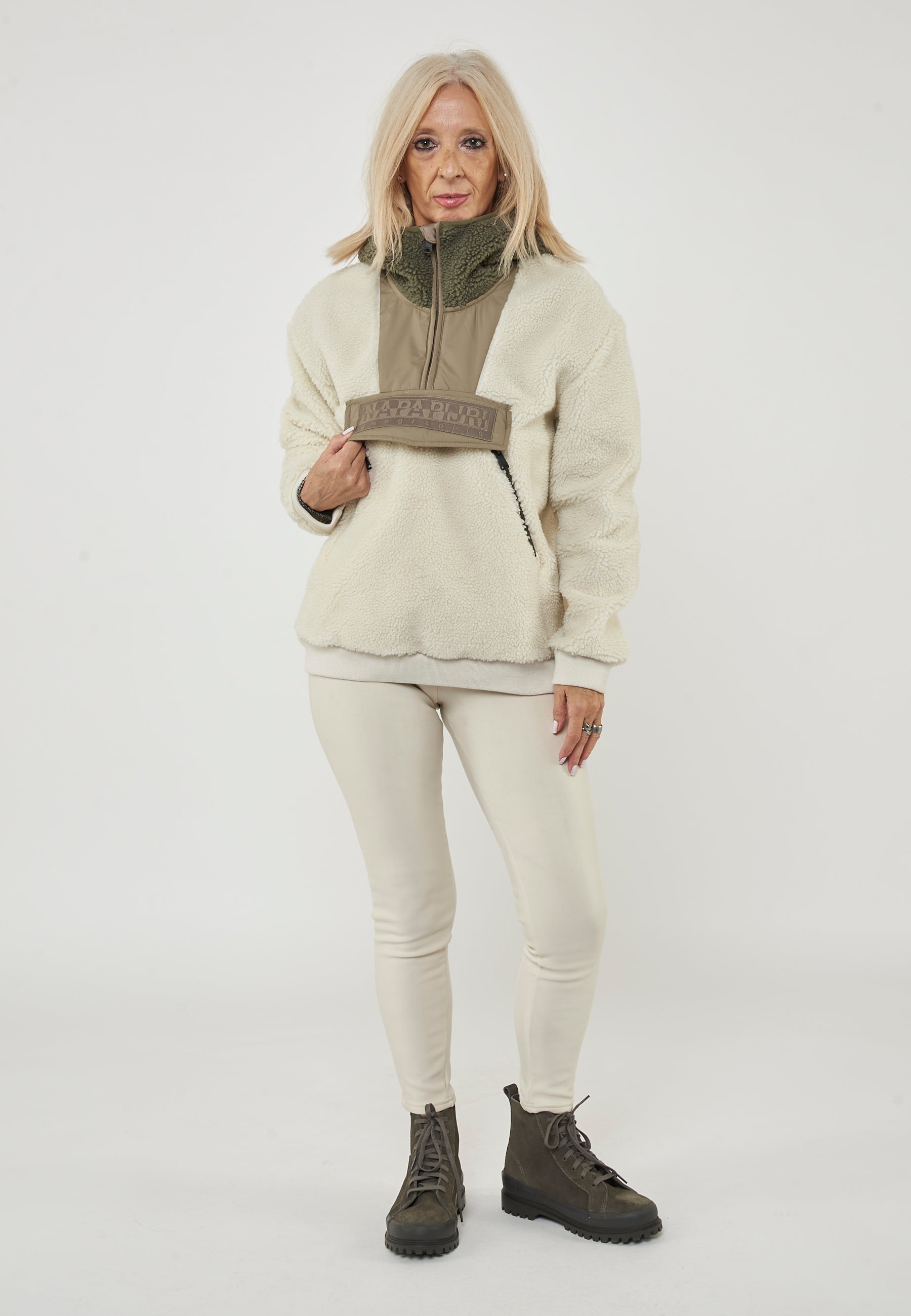 Felpa In Pile Con Cappuccio e Zip Seline 