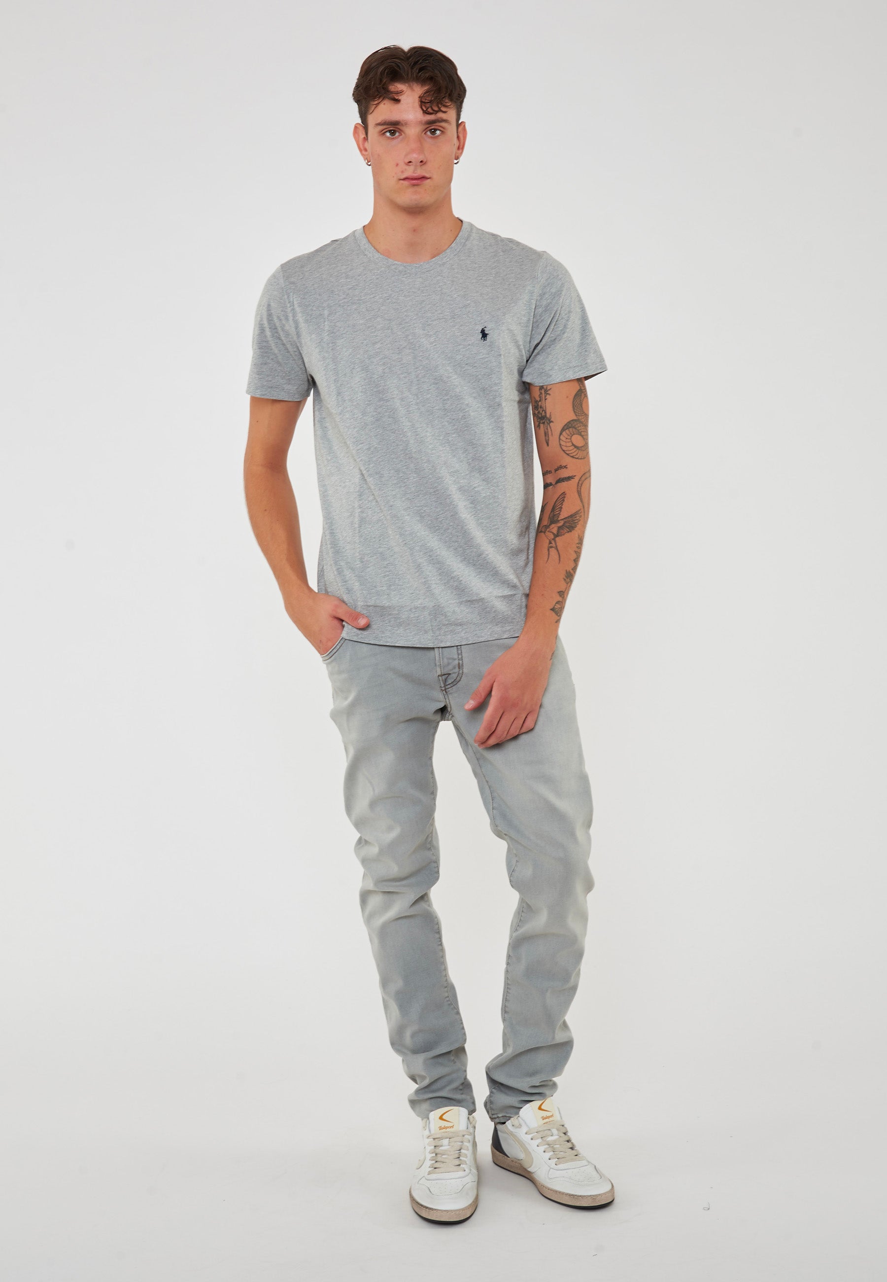 T-Shirt In Jersey di Cotone Grigio 