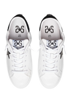 Sneakers Low In Pelle Bianca Con Dettagli Glitter Argento 
