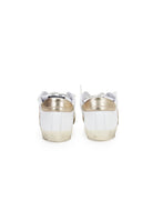 Sneaker prime star in pelle bianca con dettagli in pelle laminata dorata 