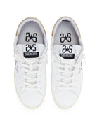 Sneaker prime star in pelle bianca con dettagli in pelle laminata dorata 