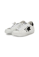 Sneaker prime star in pelle bianca con dettagli in pelle in glitter nero 