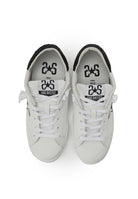 Sneaker prime star in pelle bianca con dettagli in pelle in glitter nero 