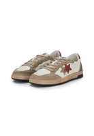 Sneaker Week Star In Pelle Bianca Con Dettagli Rossi e In Crosta Marrone Con Strass e Effetto Used 