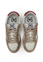 Sneaker Week Star In Pelle Bianca Con Dettagli Rossi e In Crosta Marrone Con Strass e Effetto Used 
