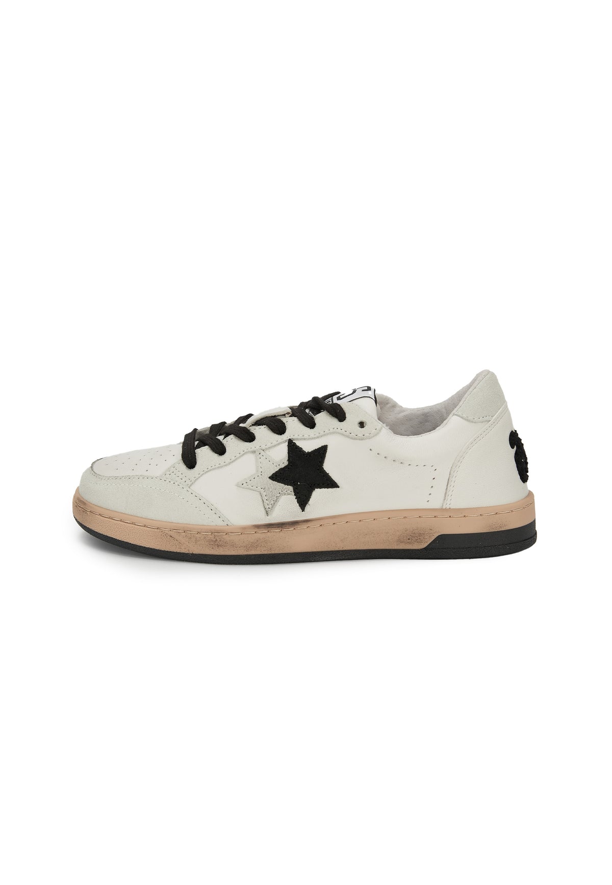 Sneaker Week Star In Pelle Bianca Con Dettagli Ghiaccio e Neri In Spugna Con Effetti Used 