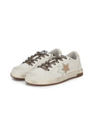 Sneaker Week Star In Pelle Bianca Con Dettagli Dorati e Leopardati Ed Effetto Used 