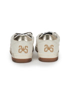 Sneaker Week Star In Pelle Bianca Con Dettagli Dorati e Leopardati Ed Effetto Used 