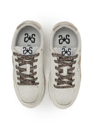 Sneaker Week Star In Pelle Bianca Con Dettagli Dorati e Leopardati Ed Effetto Used 