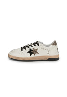 Sneaker Week Star In Pelle Bianca Con Dettagli In Crosta Ghiaccio Leopardati e Borchiette Ed Effetto Used 
