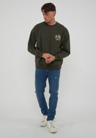 Felpa Girocollo Verde Militare 