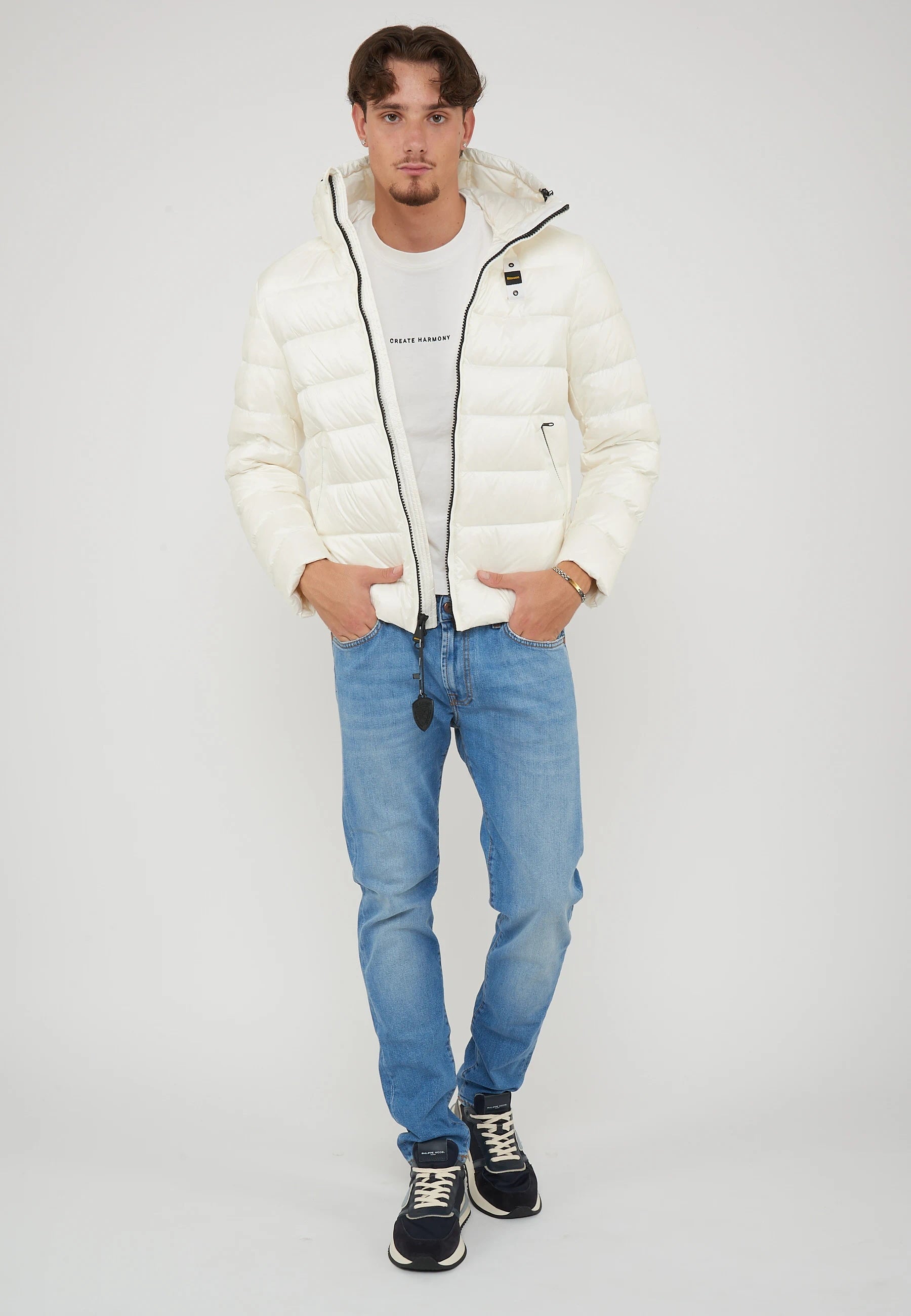 Piumino Con Cappuccio Acton Bianco Ottico 