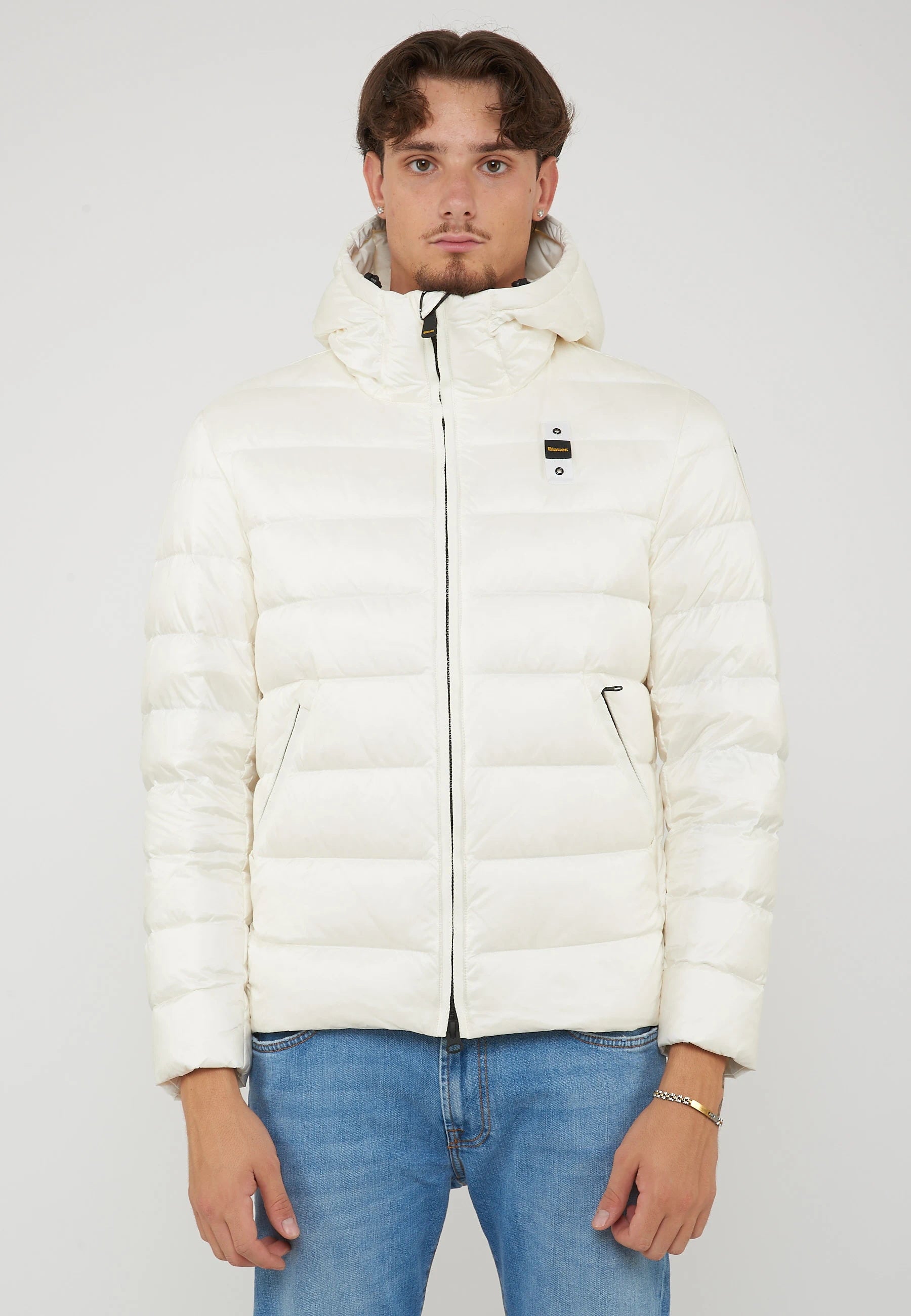 Piumino Con Cappuccio Acton Bianco Ottico 