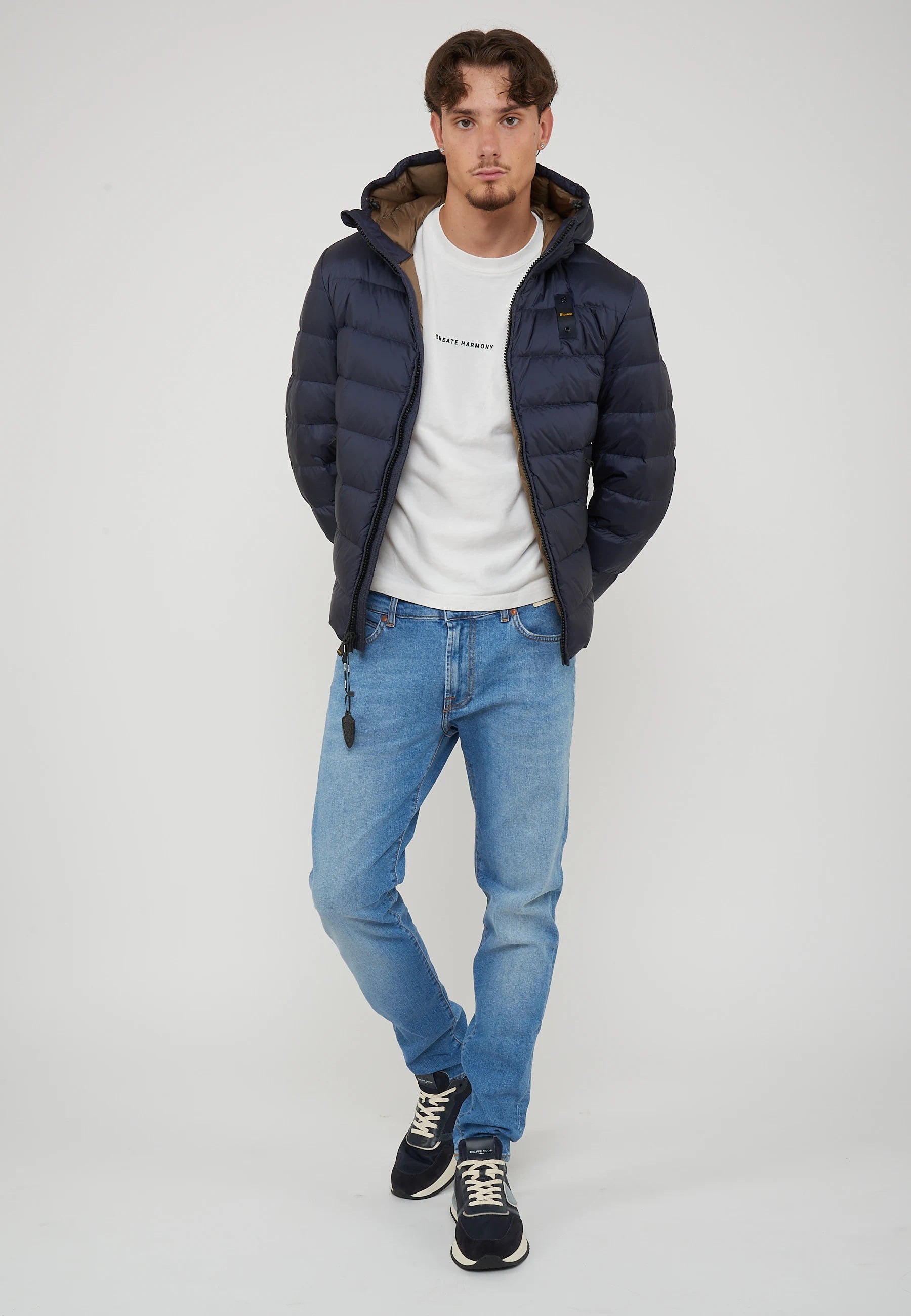 Piumino Con Cappuccio Acton Blue 