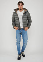 Piumino Con Cappuccio Acton Grigio Roccia 