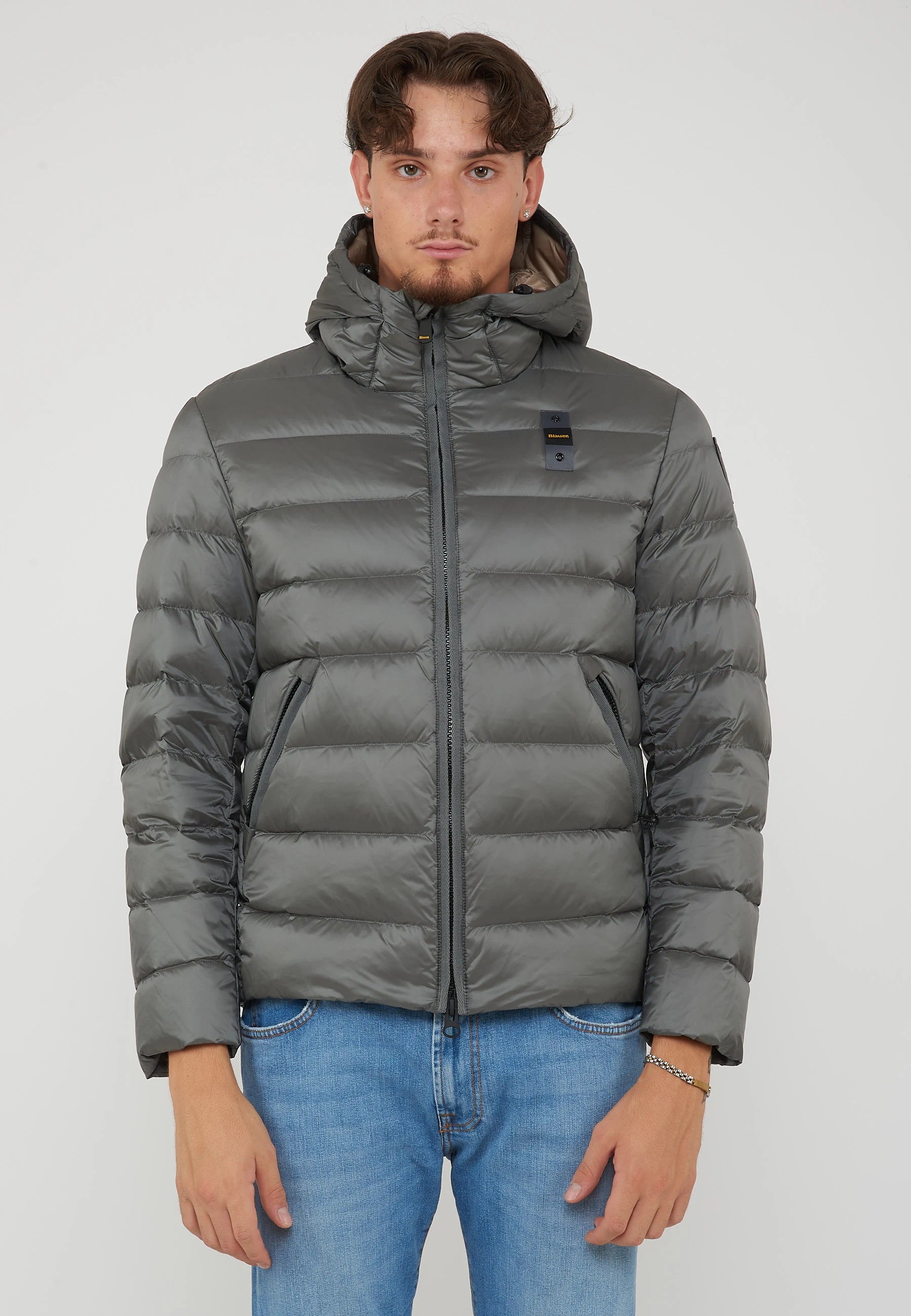 Piumino Con Cappuccio Acton Grigio Roccia 