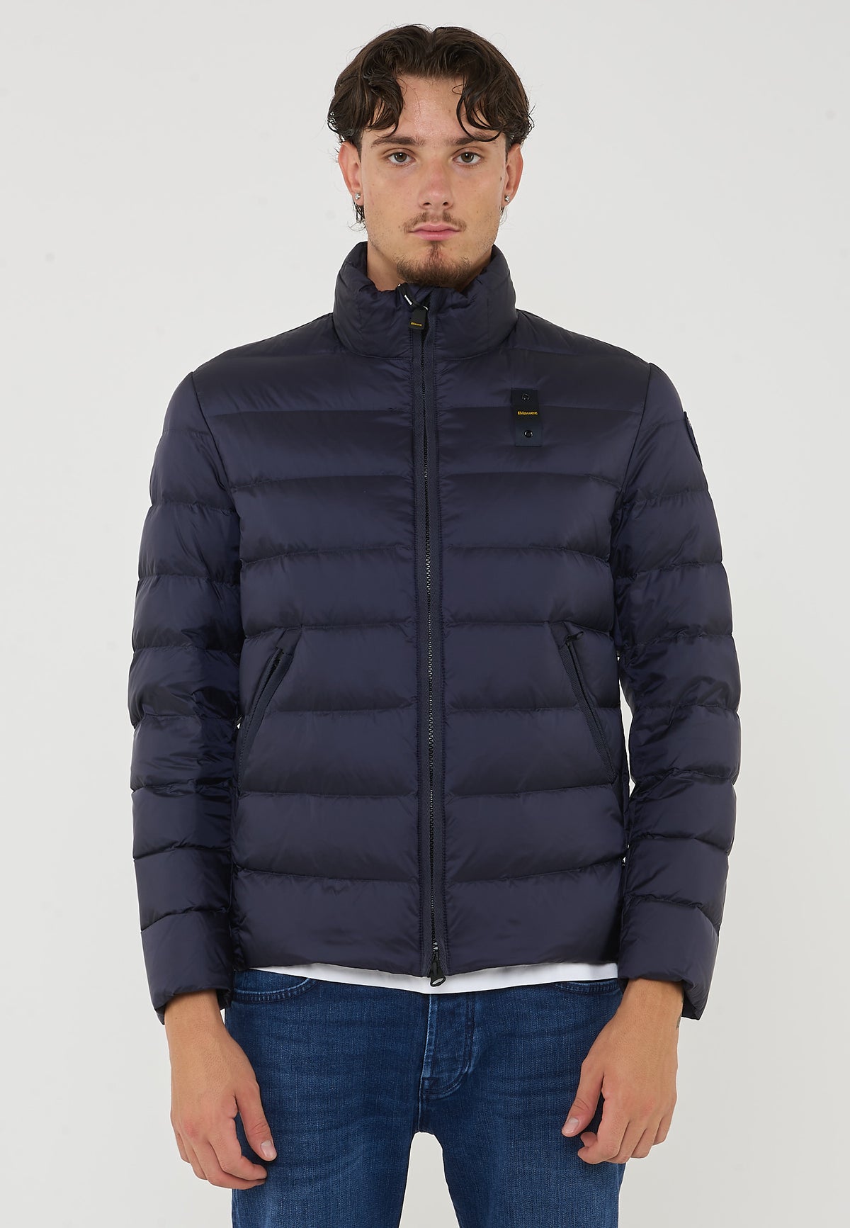 Piumino Con Collo Coreano Austin Blu 