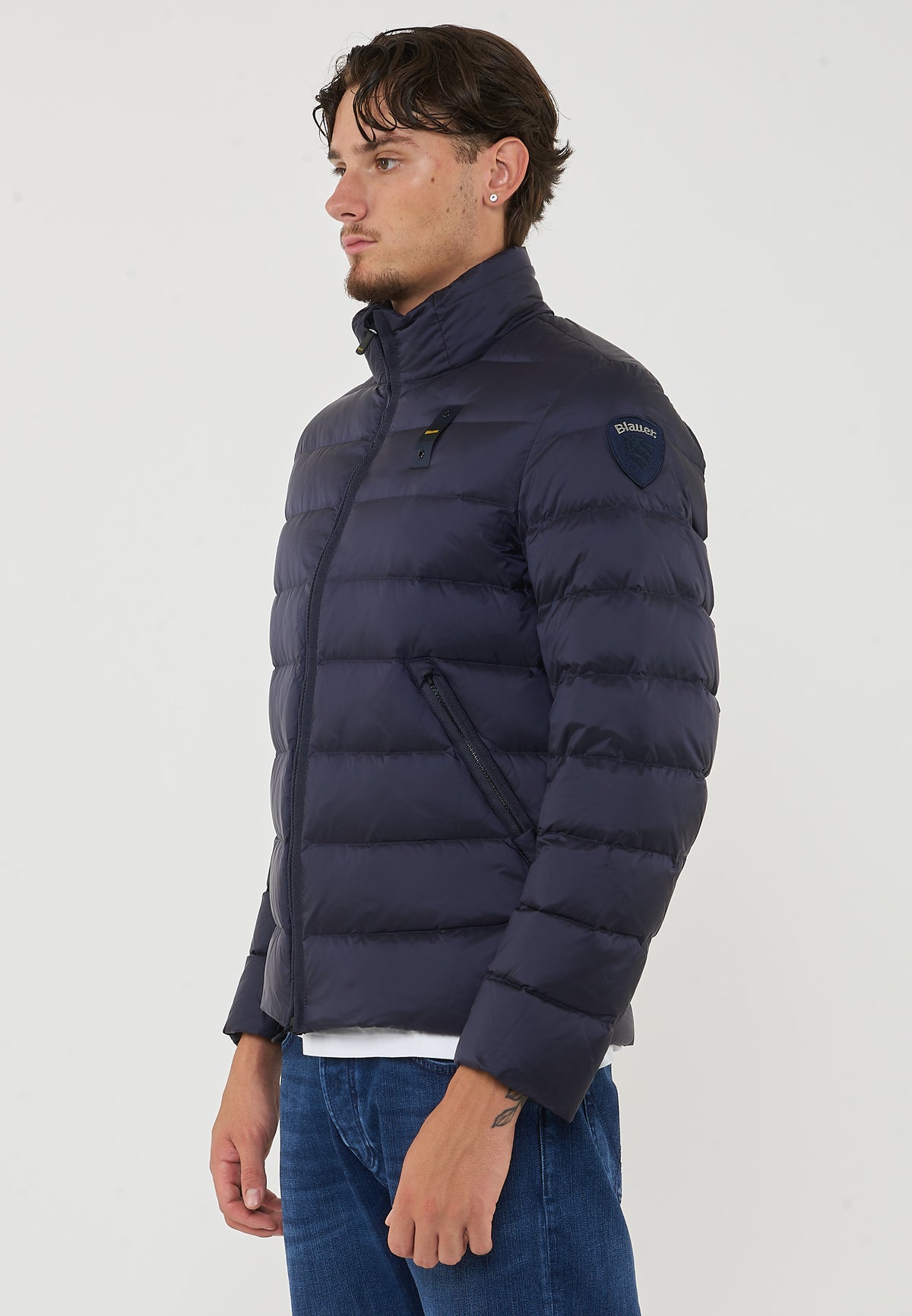 Piumino Con Collo Coreano Austin Blu 