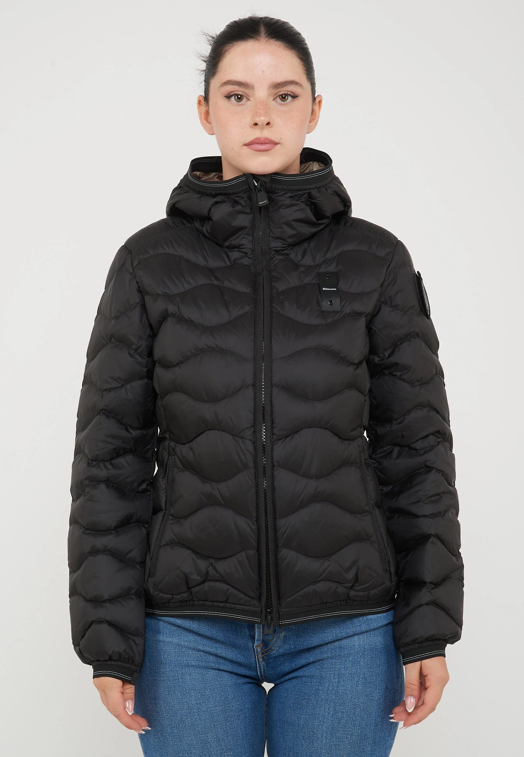 Piumino Ad Onde Camelia Nero 