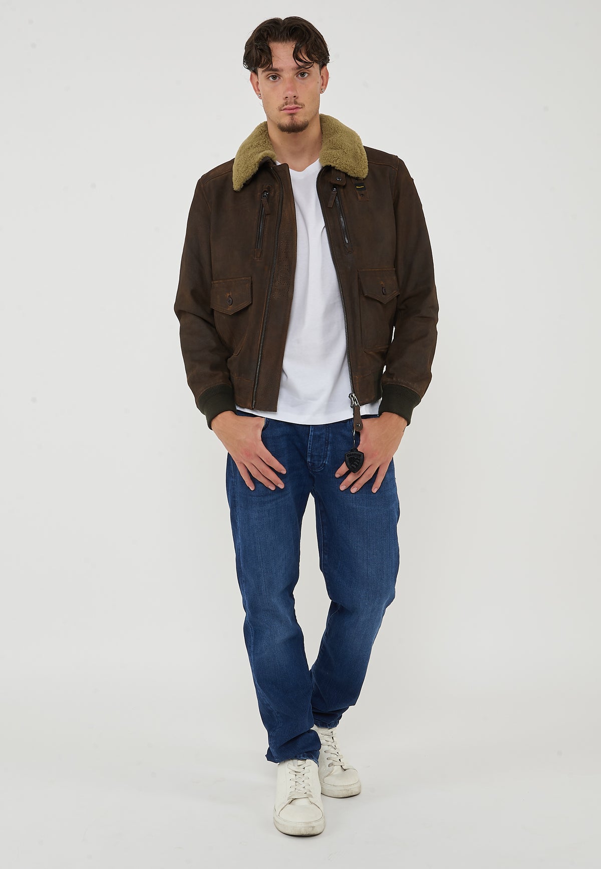 Bomber  Con Collo In Pelliccia Cheitons Brown 