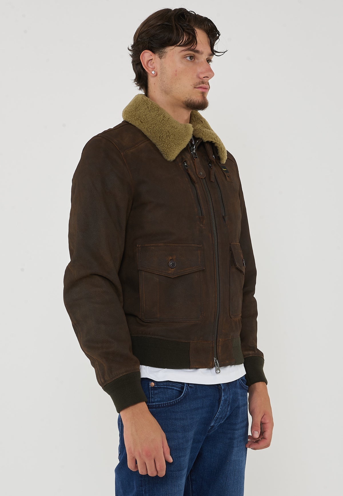 Bomber  Con Collo In Pelliccia Cheitons Brown 