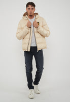 Jambo Giacca Imbottita Con Cappuccio In Vera Piuma Bone White 