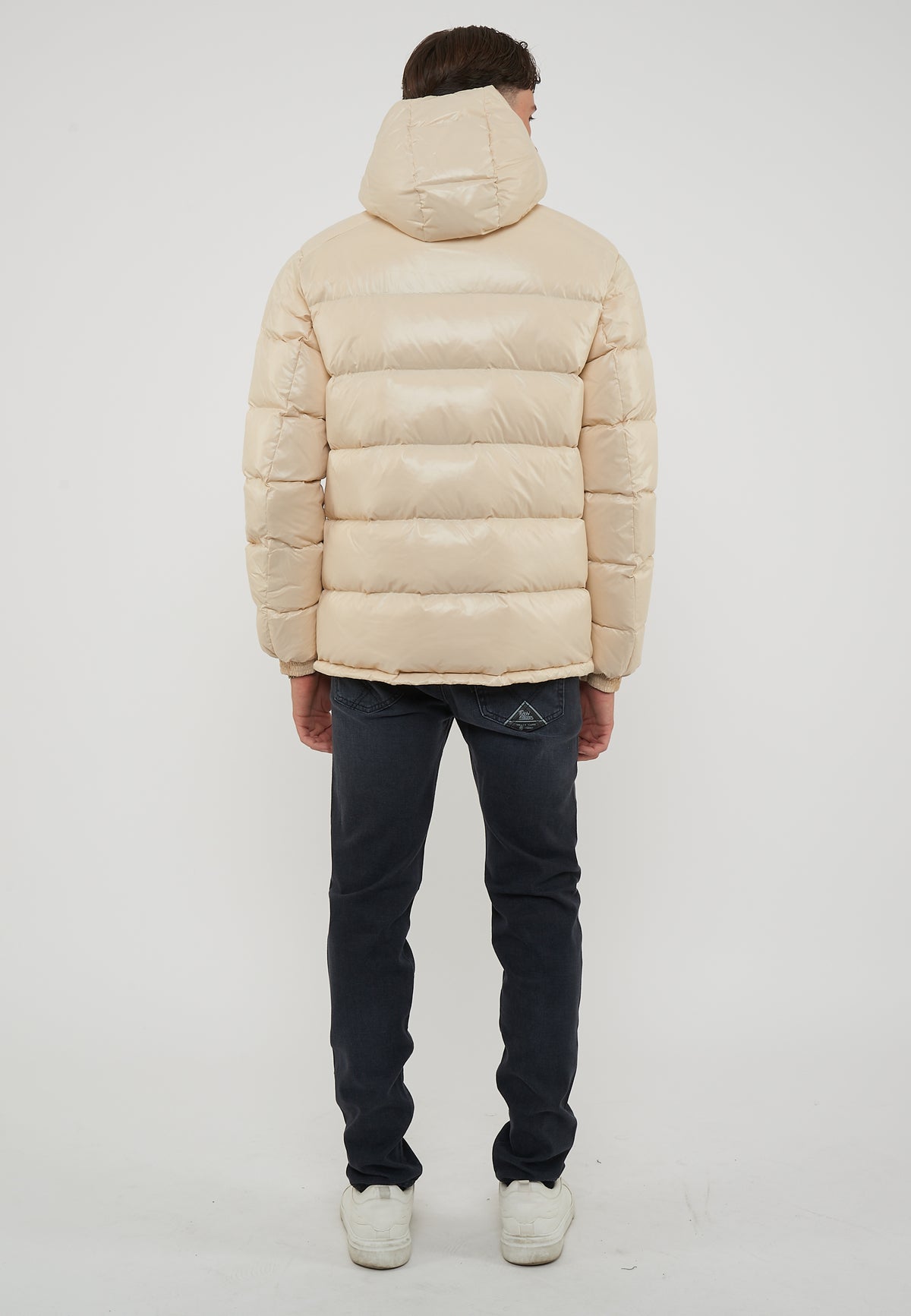 Jambo Giacca Imbottita Con Cappuccio In Vera Piuma Bone White 