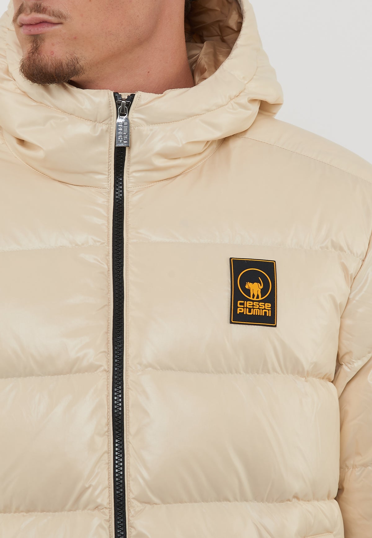 Jambo Giacca Imbottita Con Cappuccio In Vera Piuma Bone White 