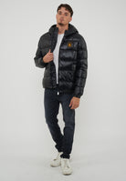 Jambo Giacca Imbottita Con Cappuccio In Vera Piuma Jet Black 