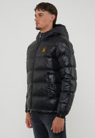 Jambo Giacca Imbottita Con Cappuccio In Vera Piuma Jet Black 