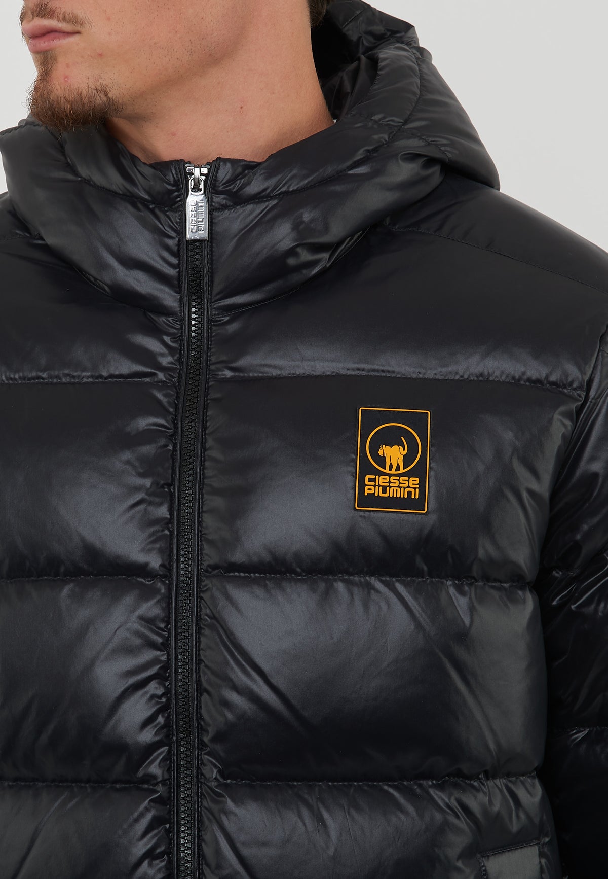 Jambo Giacca Imbottita Con Cappuccio In Vera Piuma Jet Black 
