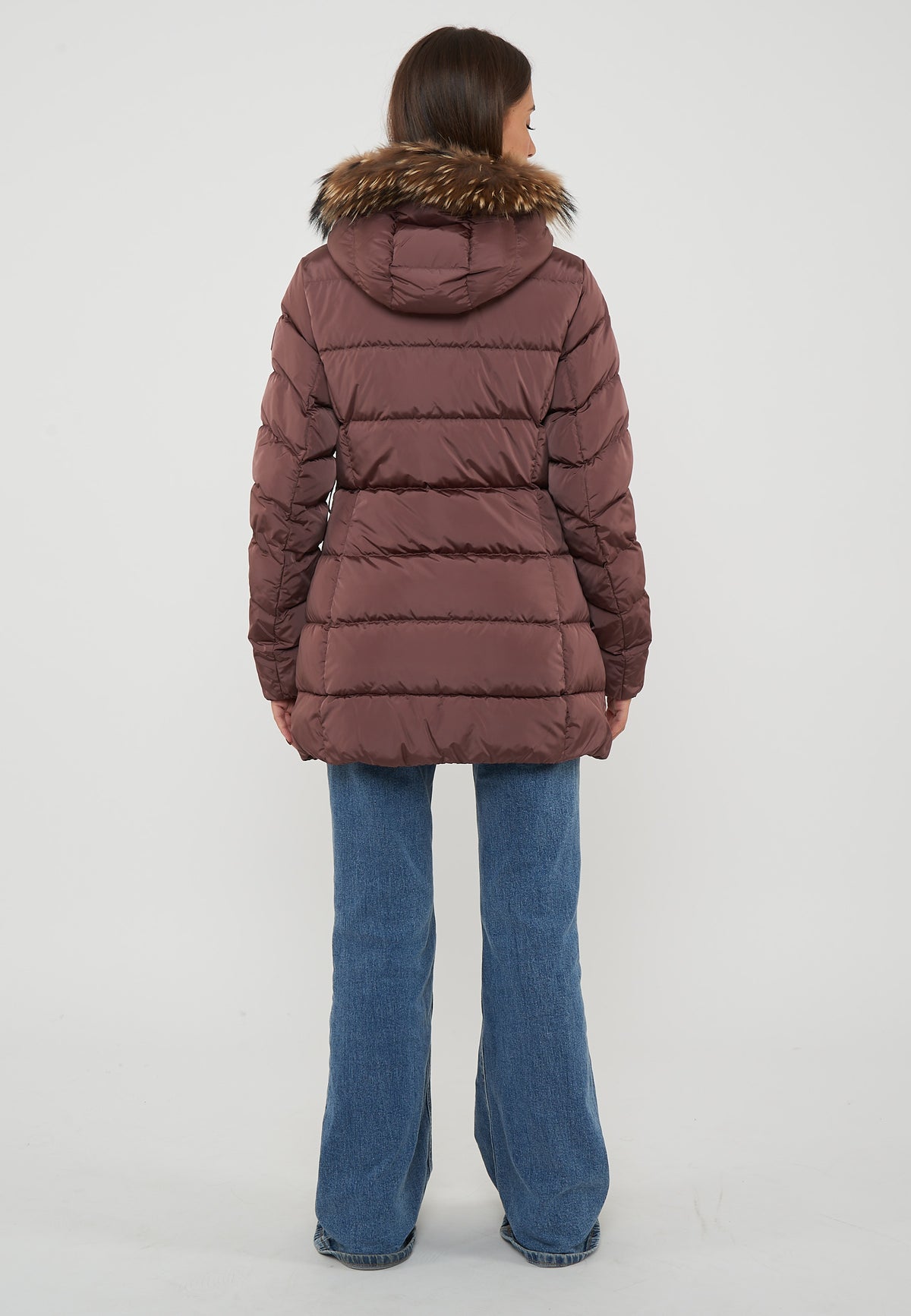 Rosalia Real Fur  Giacca Invernale Da Donna Con Cappuccio Fudge 