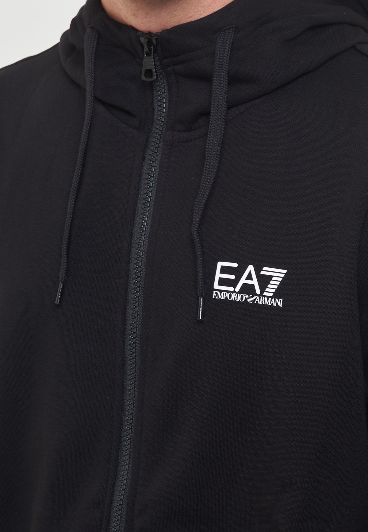 Felpa Con Cappuccio e Zip In Cotone Black 