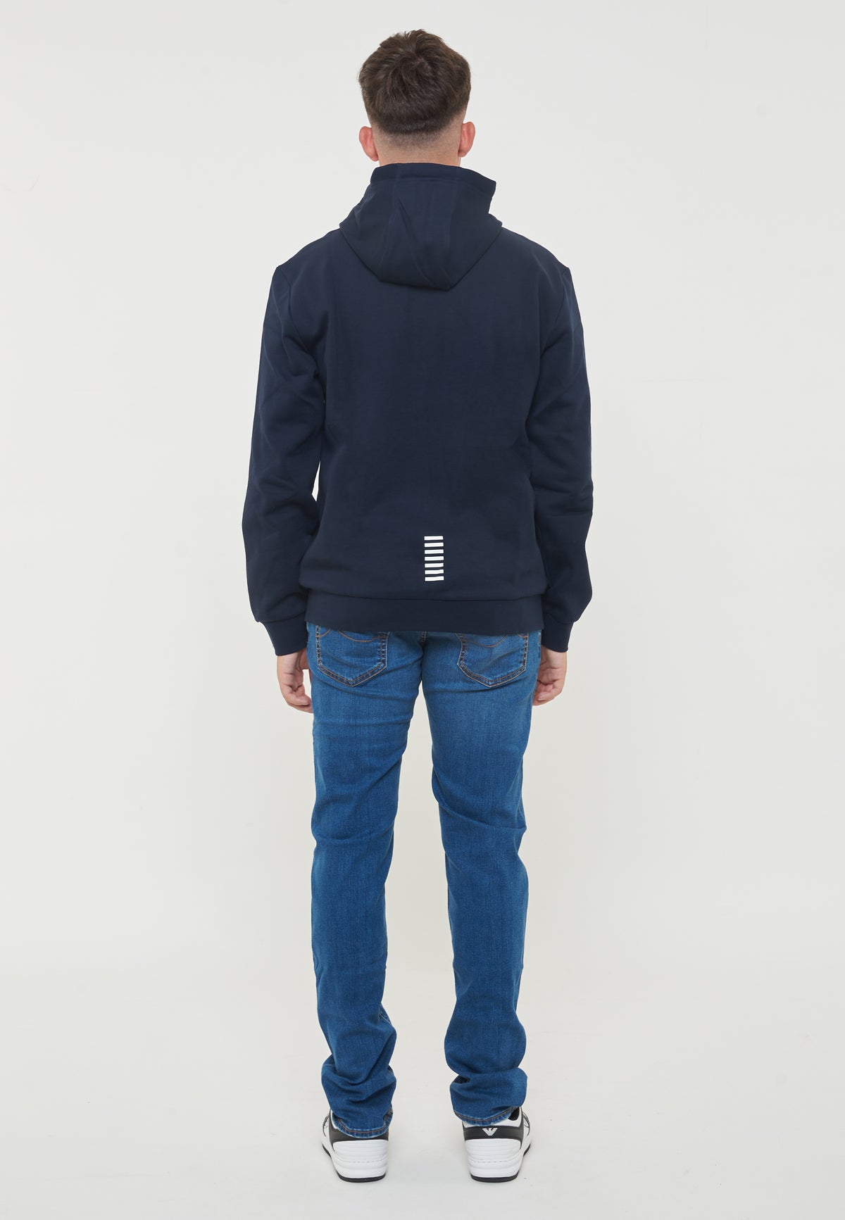 Felpa Con Cappuccio e Zip In Cotone Blue 