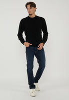 Jeans 5 Tasche Bard Tapered In Denim Comfort Blu Scuro Lavaggio Stone 