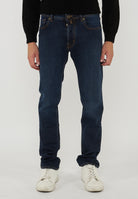 Jeans 5 Tasche Bard Tapered In Denim Comfort Blu Scuro Lavaggio Stone 