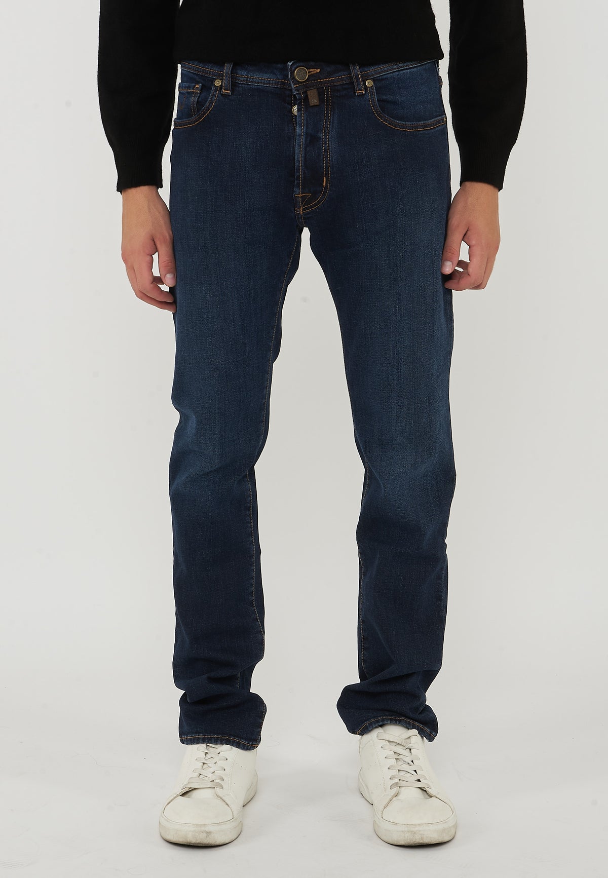 Jeans 5 Tasche Bard Tapered In Denim Comfort Blu Scuro Lavaggio Stone 