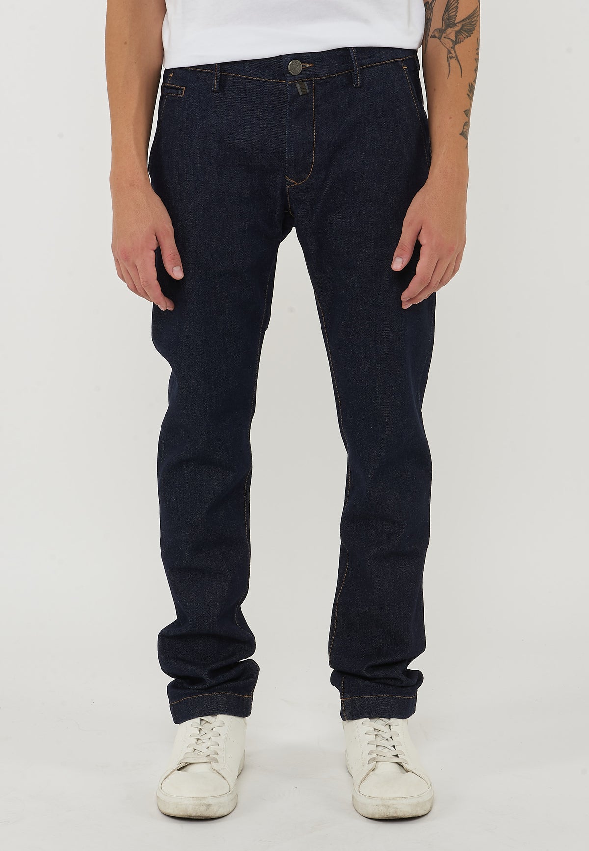 Jeans Chino Bobby Slim In Denim Comfort Blu Scuro Lavaggio Stone 