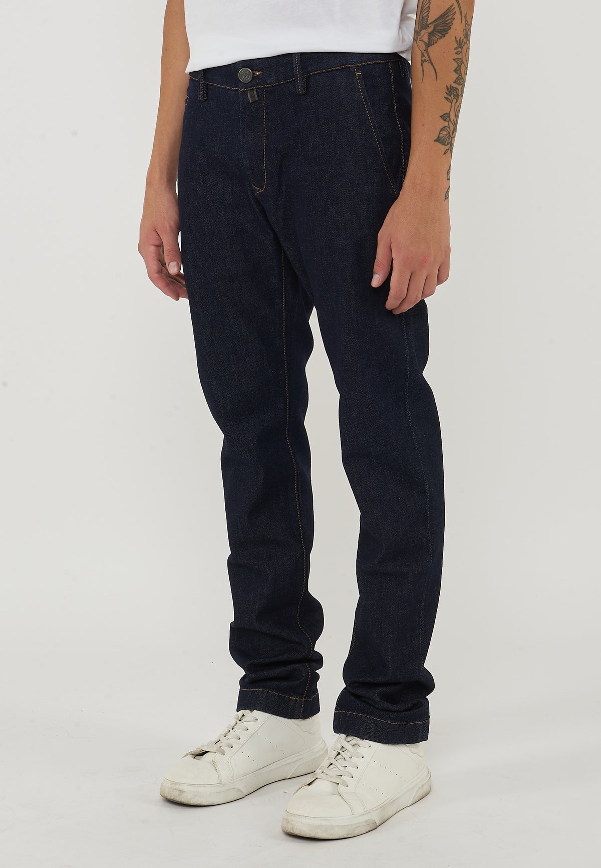 Jeans Chino Bobby Slim In Denim Comfort Blu Scuro Lavaggio Stone 